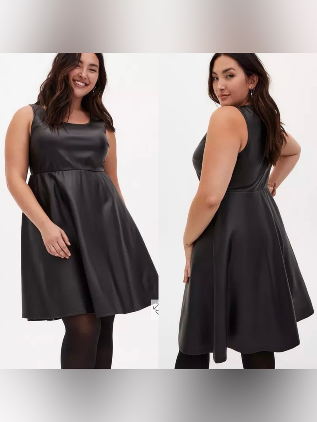 Torrid Black Sleeveless Faux-Leather Fit-And-Flare Mini Dress